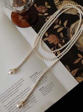 多种叠戴法施家珍珠项链秋冬长款百搭毛衣链女高级感轻奢串珠饰品