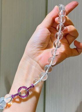 12mm高品质大颗粒天然白水晶项链锁骨链