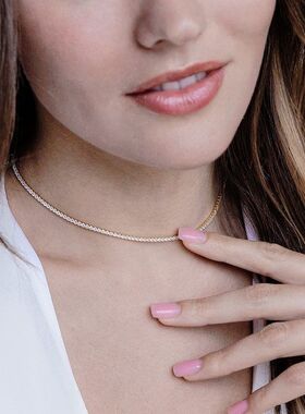 St.delan跨境欧美轻奢时尚单排钻项链圆形锆石网球锁骨链颈链批发