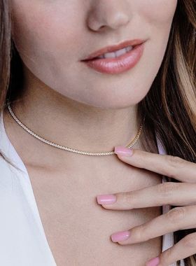 St.delan跨境欧美轻奢时尚单排钻项链圆形锆石网球锁骨链颈链批发