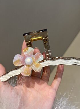 gaoxiang幻彩花朵醋酸抓夹女感后脑勺盘发大号发量大鲨鱼夹2026新