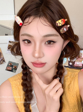 GaoXiang可爱迷你雪糕冰淇淋儿童发夹女趣味搞怪刘海夹创意个性