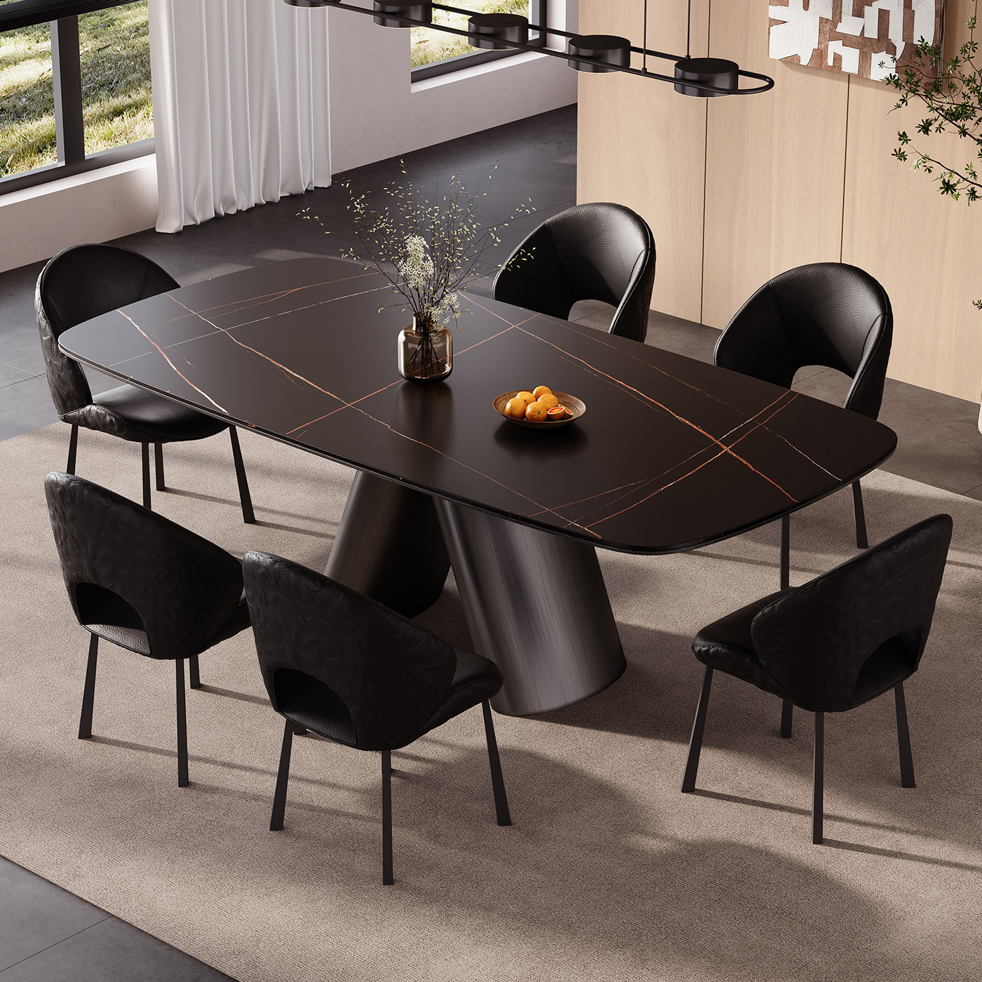 意式轻奢岩板餐桌家用现代简约长方形桌别墅酒店餐厅高定洽谈桌椅,淘宝优惠券,粉丝福利购,淘宝优惠卷