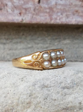 古董维多利亚风镶珍珠戒指现货