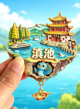 昆明创意金属冰箱贴云南景区城市磁贴石林滇池旅游纪念品磁吸磁性