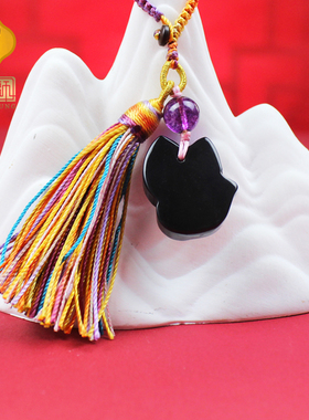 宋韶光幸运九尾狐狐狸黑曜石吊坠