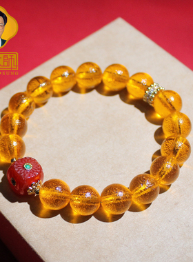 宋大师天珠包金款黄色琉璃手链