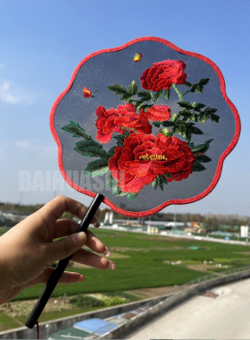 苏州团扇古风新中式双面刺绣手工扇国风汉服老人舞蹈专用送礼扇子