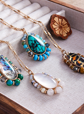 欧美风饰品 复古合金贝壳时尚长款串珠个性精美长款项链女士