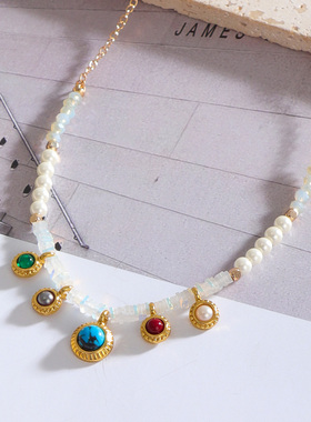 原创设计 欧美风饰品串珠时尚彩色短款个性简约项链女士