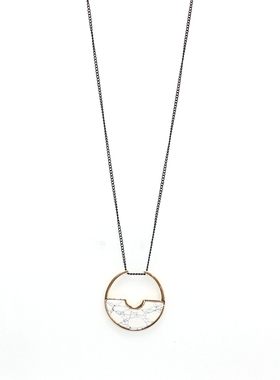 欧美风镶嵌圆形黑色长款毛衣链