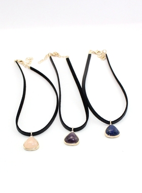 欧美风饰品短款黑色水滴镶嵌项链