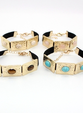 欧美风个性款镶嵌黑色手链颈圈