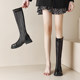 夏季薄款骑士靴女真皮网纱镂空高筒靴不过膝瘦腿长筒凉靴网面大码