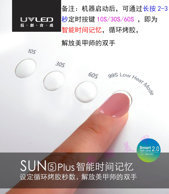 钰创合成SUN5Plus二代太阳灯无痛UVLED甲油胶光疗胶48w美甲光疗机 - 图1