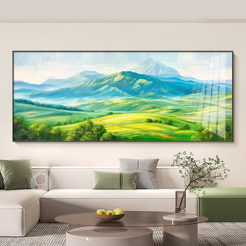 背景墙无水现代客厅背有青山壁画简约沙发靠山图有山挂画图装饰画 - 图2
