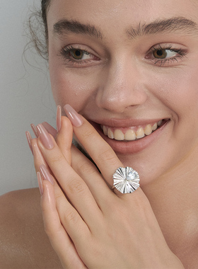 极光以南女纯银原创莲叶戒指小众