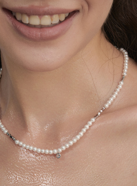 极光以南原创优雅时尚灰珍珠项链