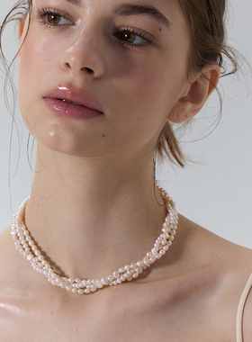 原创多层珍珠项链巴洛克锁骨链女