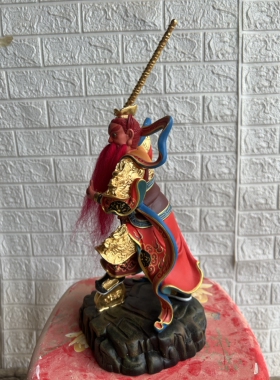 豪祥木雕贴金彩绘 王灵官 火神雕像 王天君道家四大护法家居道观