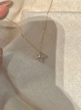 爆闪星芒吊坠项链女简约轻奢感锆石星星锁骨链气质千金感颈链