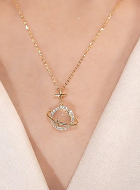 925纯银星月项链女ins轻奢