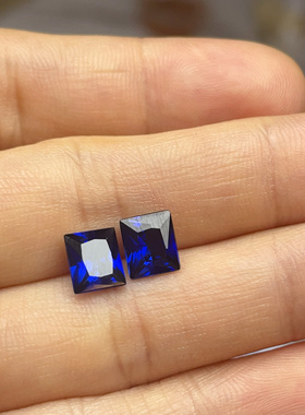 培育蓝宝石合成蓝宝石斯里兰卡皇家蓝色6×7mm一对可做耳钉耳坠
