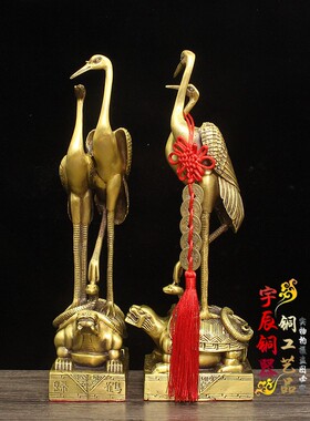吉祥松鹤延年贺寿玄武风水铜器