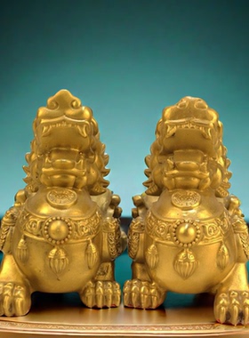 纯铜招财飞天貔貅一对黄铜瑞兽皮丘铜器工艺品家居办公室桌面摆件