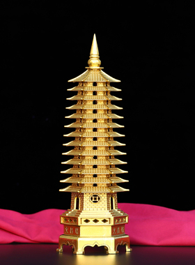 纯铜文昌塔十三层黄铜13层文昌塔家居书房桌面装饰工艺品礼品摆件
