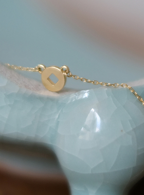 一川饰品18k黄金金币颈链