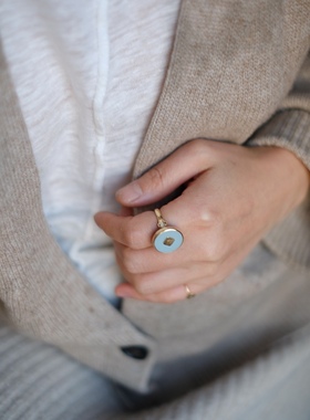 一川饰品新品黄金钱币戒指宋古瓷两用戒面可拆吊坠原创设计定制链