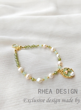 绿色小清新玫瑰手链女气质小众冷淡风高级感珍珠手饰