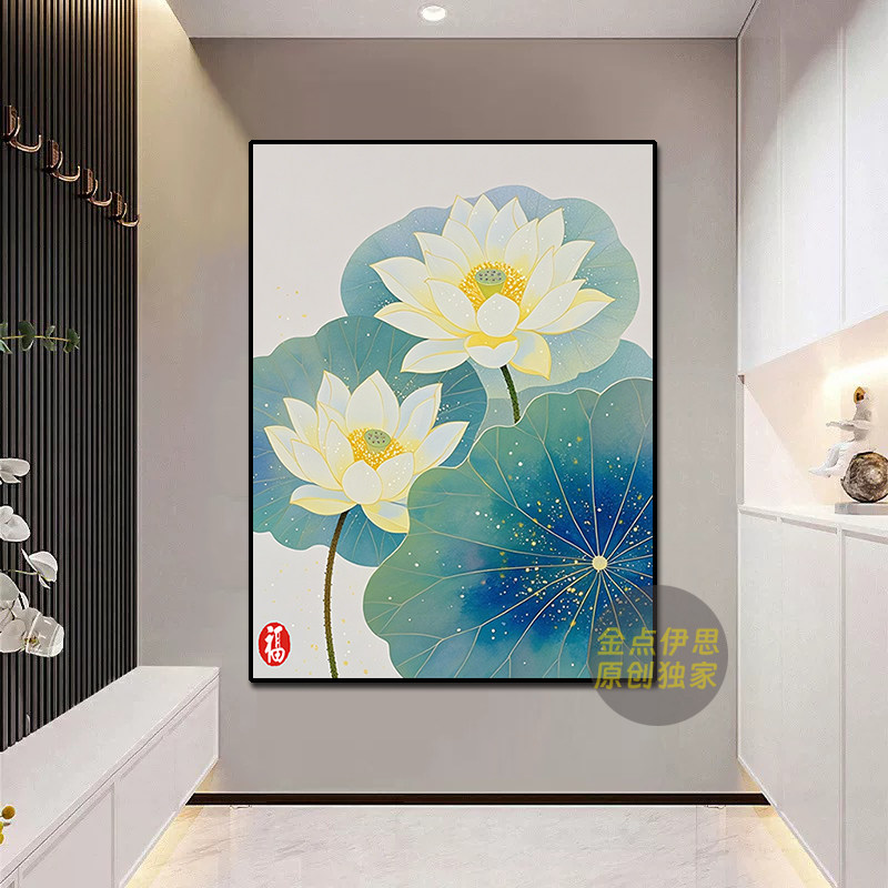 高级荷花风景钻石画2025新款手工5d点贴石十字绣客厅卧室餐厅满钻,淘宝优惠券,粉丝福利购,淘宝优惠卷