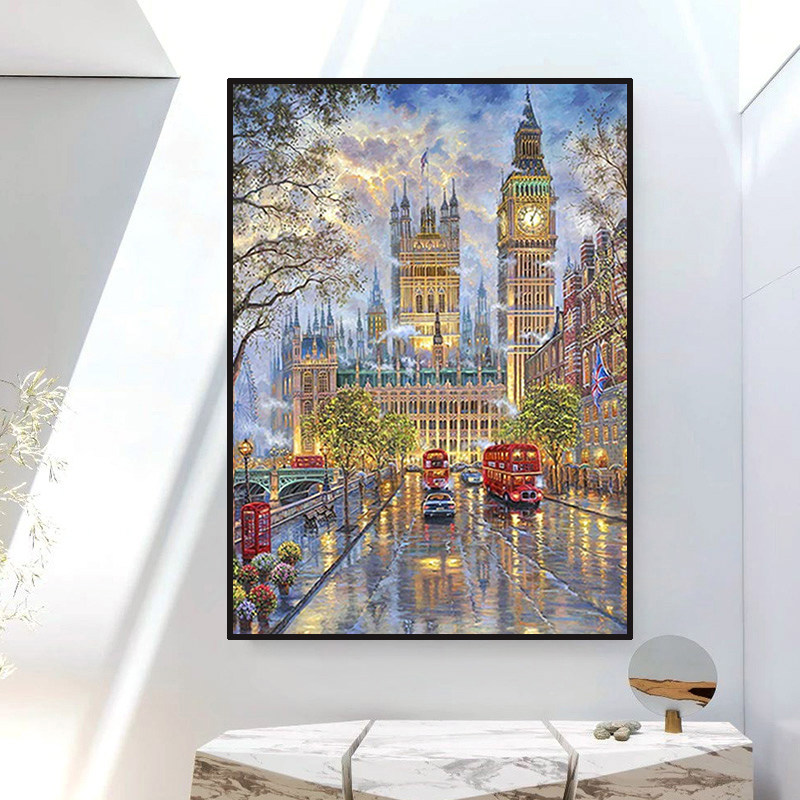 高级欧式风景钻石画满钻新款2025大本钟手工5d贴钻十字绣客厅卧室,淘宝优惠券,粉丝福利购,淘宝优惠卷