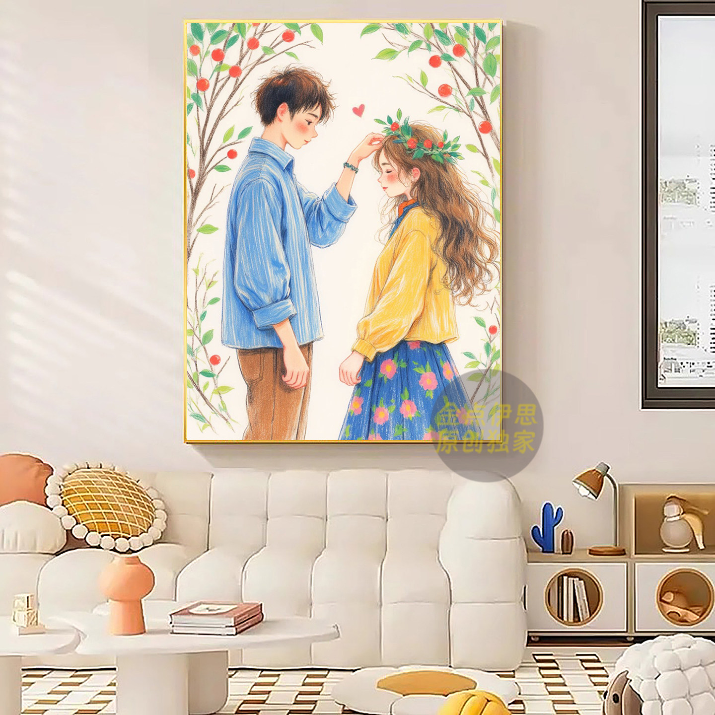 卡通人物温馨情侣钻石画2025新款简单手工5d点贴钻十字绣卧室满钻,淘宝优惠券,粉丝福利购,淘宝优惠卷