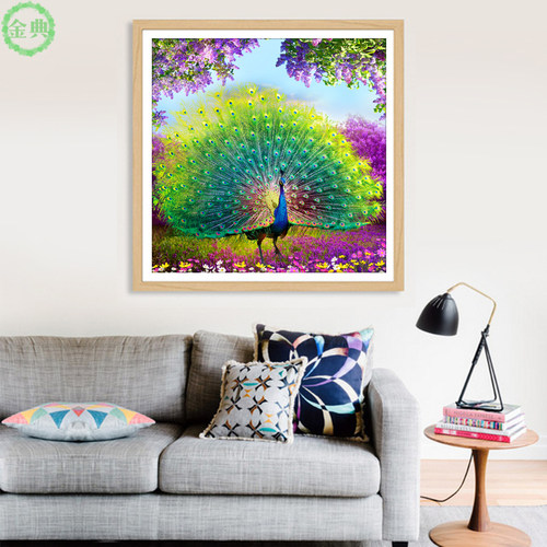 钻石画2026新款孔雀开屏5d手工点贴钻十字绣动物水晶客厅卧室满钻 - 图0