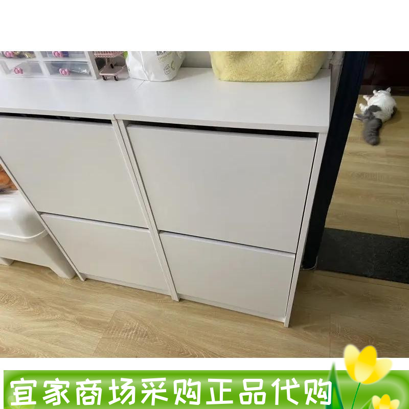 正品IKEA宜家比萨 双门鞋柜 白色 49x28x93 简约鞋架现代国内代购