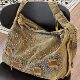 American retro wasteland style washed denim bag with rivets