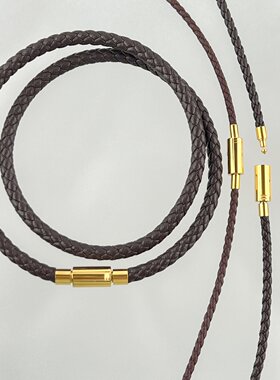 2.5MM3MM4MM串珠颈绳吊坠挂绳项链金色按式扣棕色皮绳串珠绳冷酷