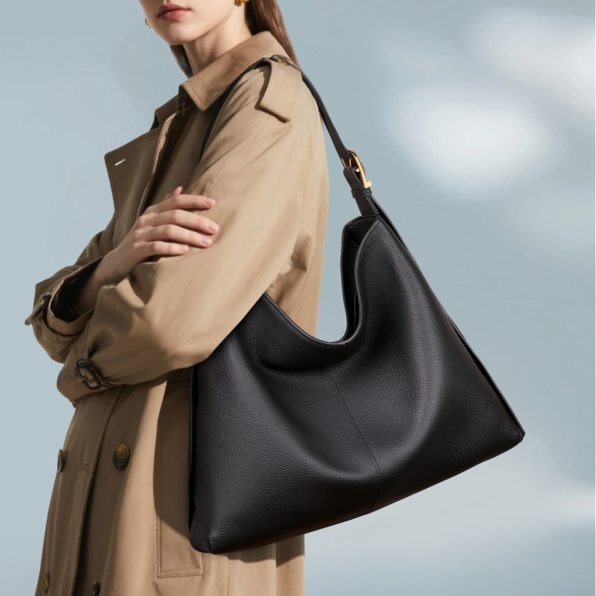 头层牛皮hobo托特包大号包包2026新款休闲高级感大容量单肩斜挎包,淘宝优惠券,粉丝福利购,淘宝优惠卷