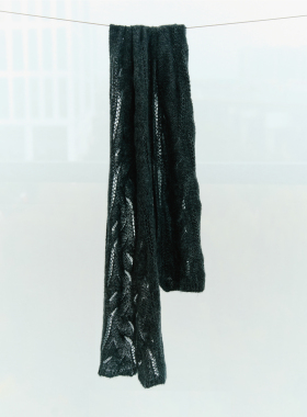 GRAINMUSTARD「Cable Knit Scarf 」羊绒真丝混纺绞花长款围巾