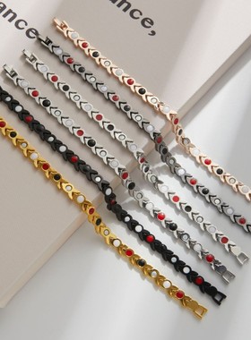 跨境热卖可拆卸手链彩色镶钻时尚潮酷手镯朋克冷淡风男士金属手饰