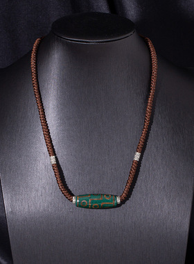 民族风九眼天珠造型项链男复古藏式情侣编织绳毛衣链女清冷感项圈