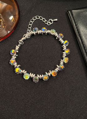 炫彩水晶珠串珠手链女轻奢小众精致碎银子手串学生超仙气闺蜜手绳