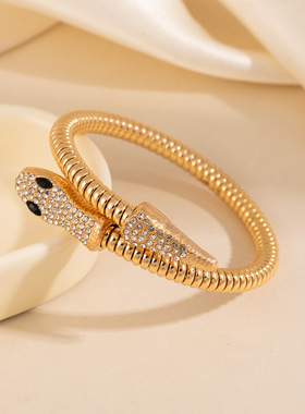 欧美嘻哈朋克灵蛇镶钻手镯