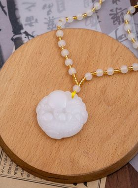 新中式仿和田玉项链毛衣链