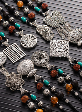 复古金刚仿菩提可调节时来运转锁骨链女做旧超大貔貅福袋吊坠项链