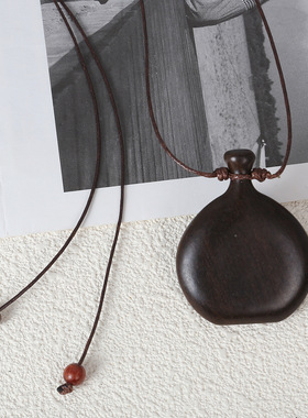 复古木质酒壶项链女设计感