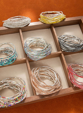 2025热卖爆款欧美跨境外贸手饰品女闺蜜夏季手串镶钻弹力多层手链